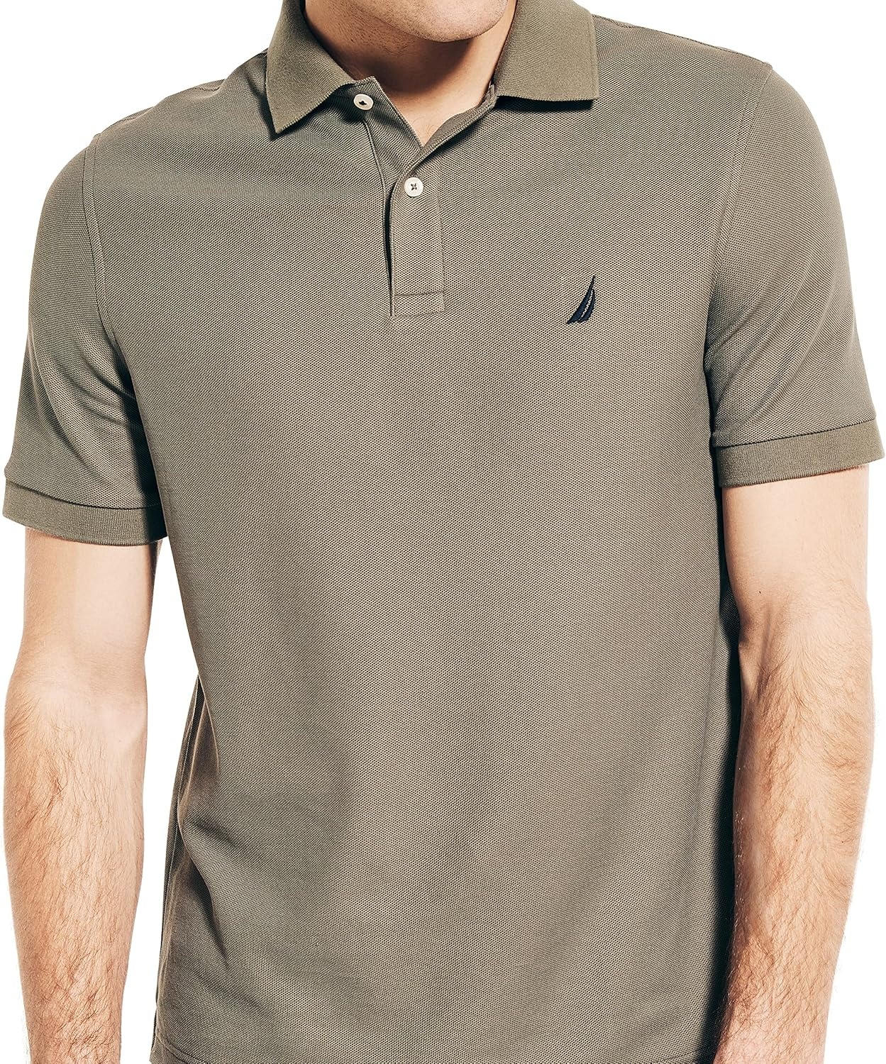 imageNautica Mens Sustainably Crafted Classic Fit Deck PoloHillside Olive