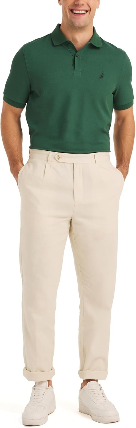 imageNautica Mens Sustainably Crafted Classic Fit Deck PoloHunter Green