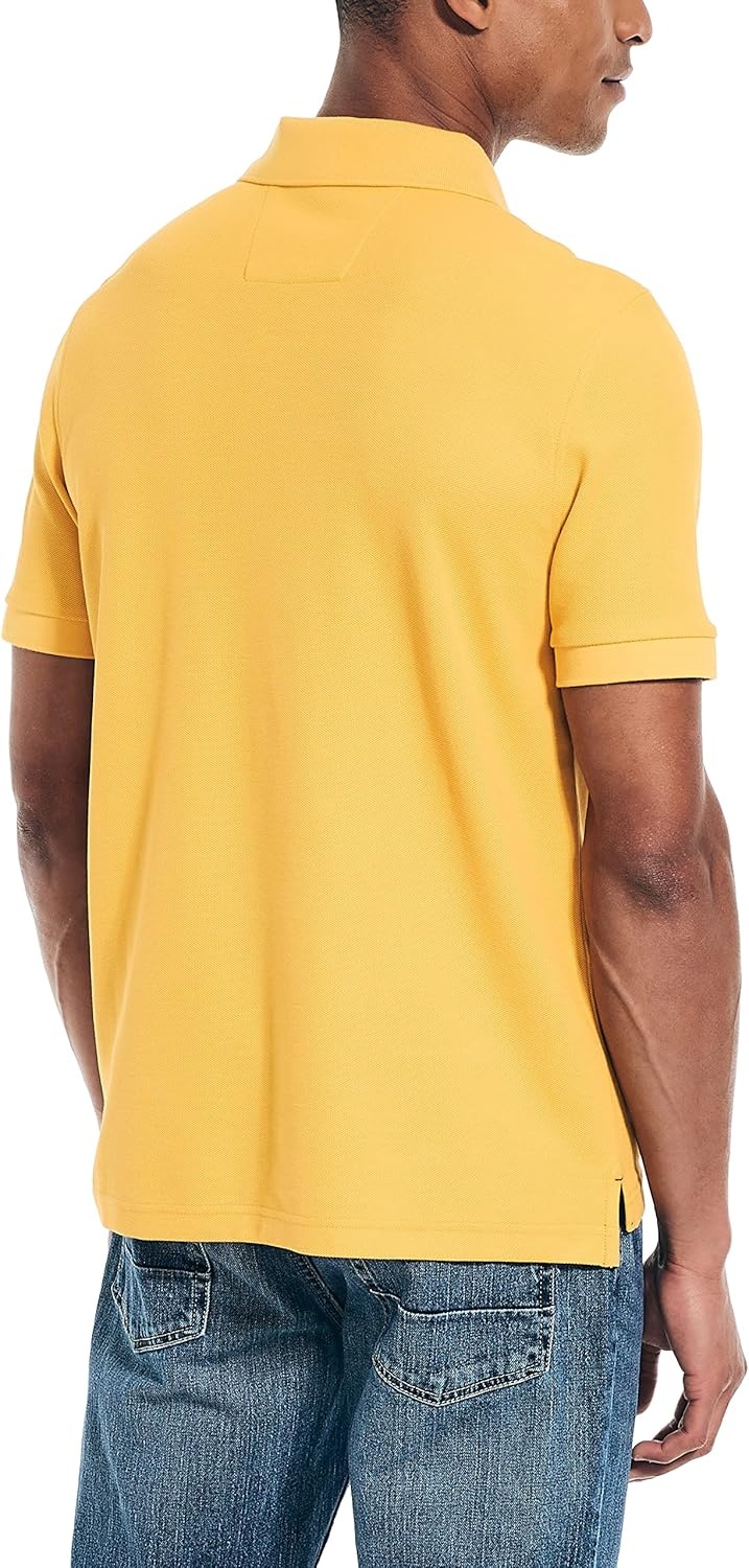 imageNautica Mens Sustainably Crafted Classic Fit Deck PoloLightning Gold
