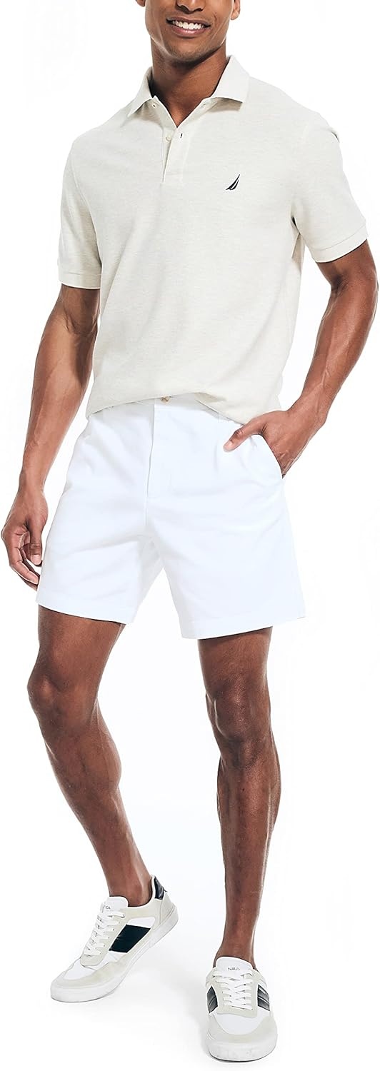 imageNautica Mens Sustainably Crafted Classic Fit Deck PoloOatmeal Heather 20