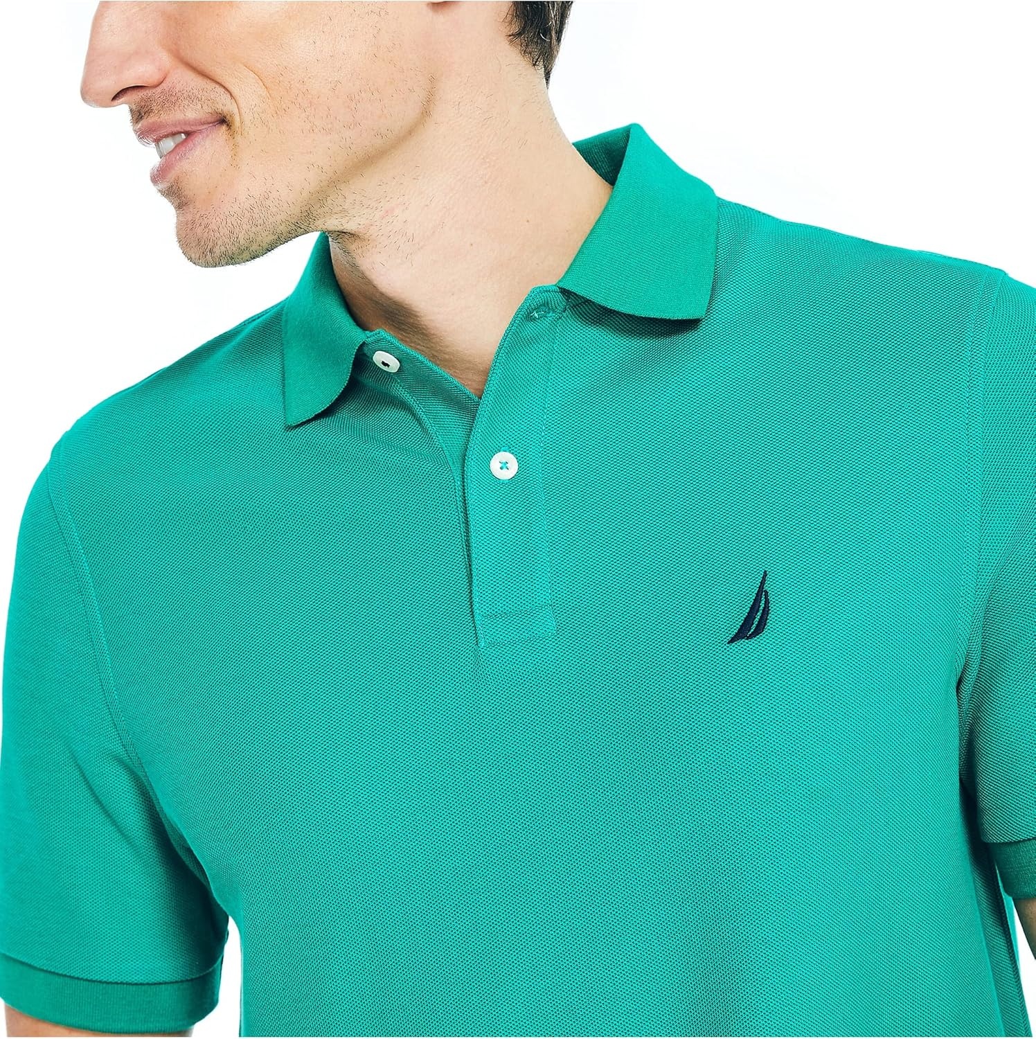 imageNautica Mens Sustainably Crafted Classic Fit Deck PoloPepper Green