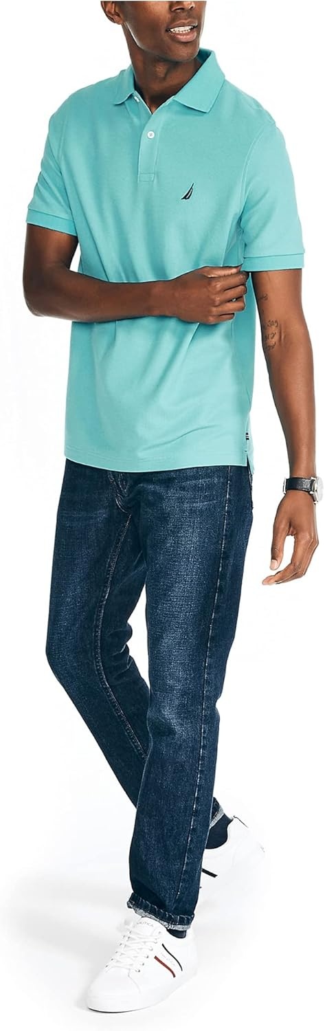 imageNautica Mens Sustainably Crafted Classic Fit Deck PoloScuba Blue