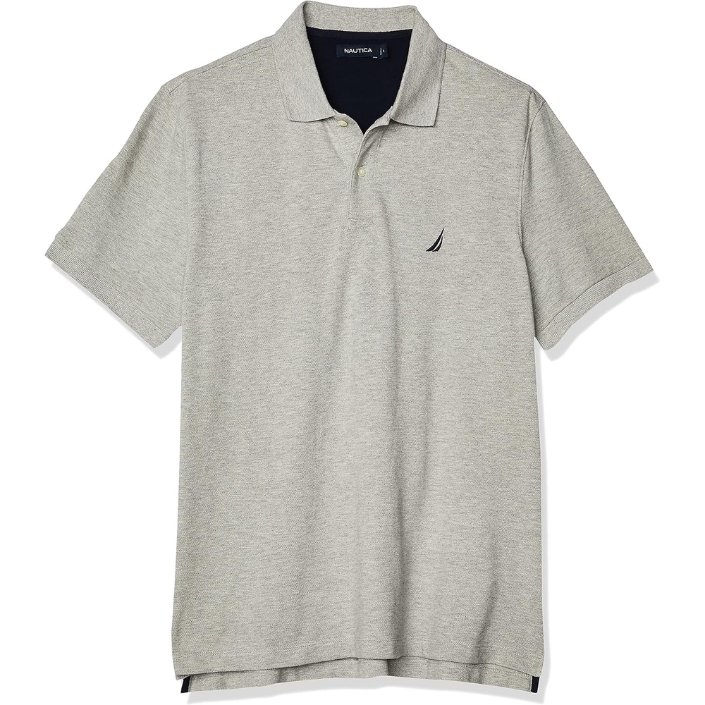 imageNautica Mens Short Sleeve Solid Cotton Pique Polo ShirtGrey Heather