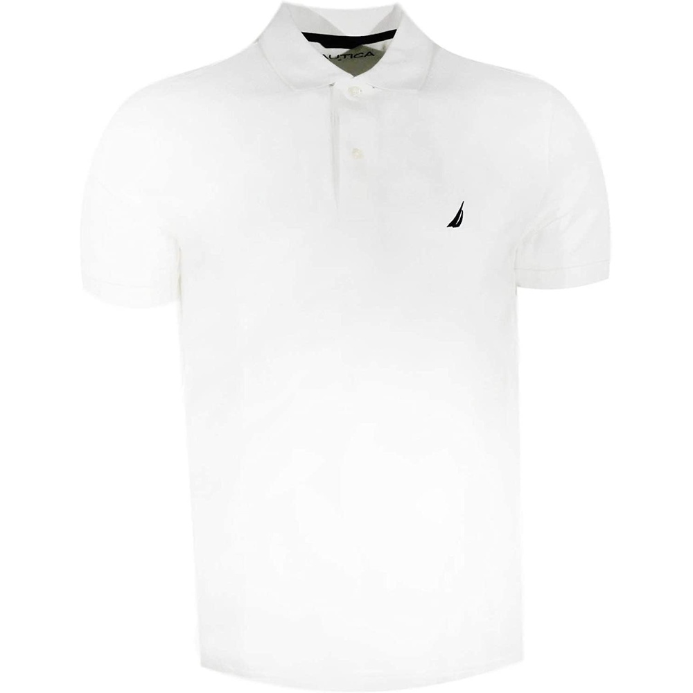 imageNautica Mens Short Sleeve Solid Cotton Pique Polo ShirtWhite