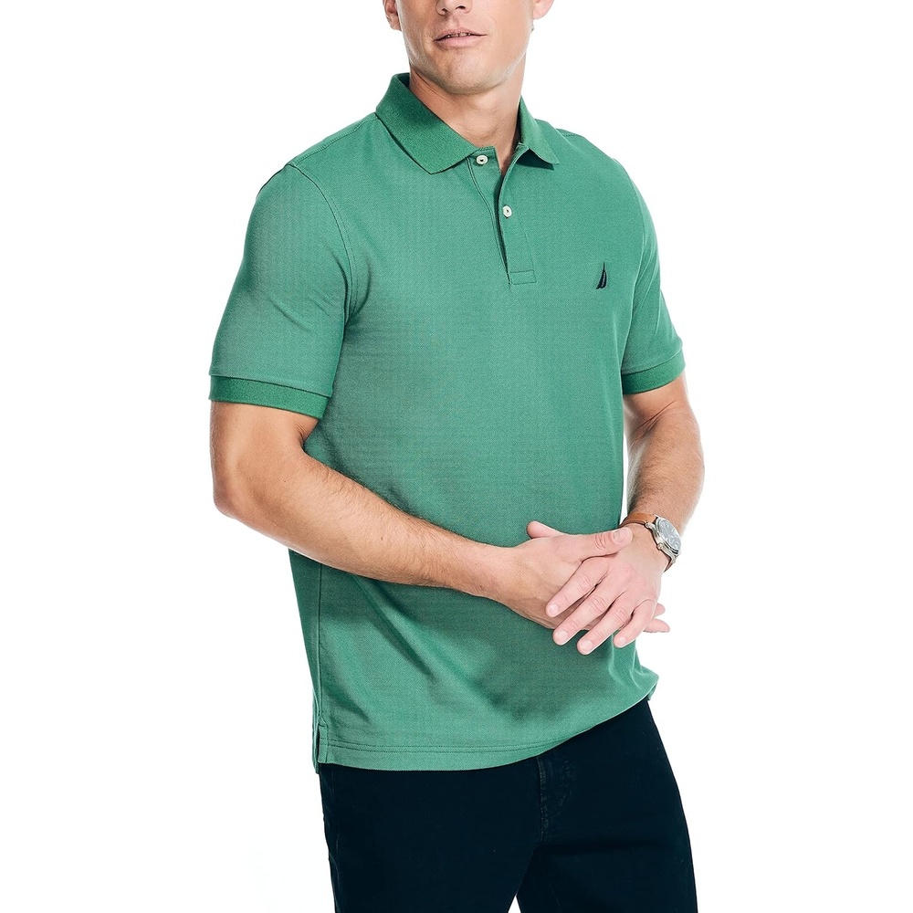 imageNautica Mens Sustainably Crafted Classic Fit Deck PoloCoastal Pine