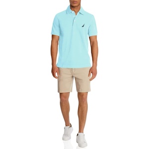 Nautica Men’s Short Sleeve Solid Cotton Pique Polo Shirt(Bright Aqua)