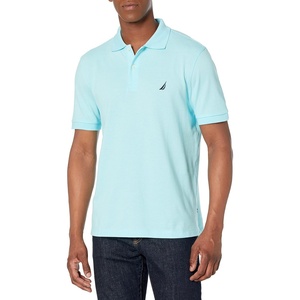 Nautica Men’s Short Sleeve Solid Cotton Pique Polo Shirt(Bright Aqua Solid)