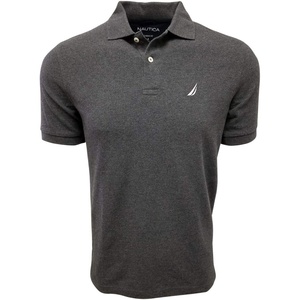 Nautica Men’s Short Sleeve Solid Cotton Pique Polo Shirt(Charcoal Heather)