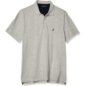Nautica Men’s Short Sleeve Solid Cotton Pique Polo Shirt(Grey Heather)