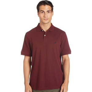 Nautica Men’s Short Sleeve Solid Cotton Pique Polo Shirt(Royal Burgundy Solid)