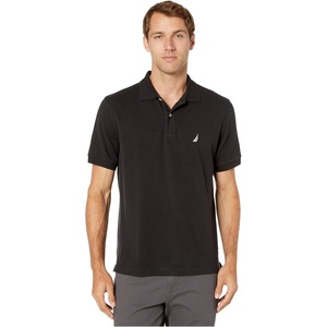 Nautica Men’s Short Sleeve Solid Cotton Pique Polo Shirt(True Black)