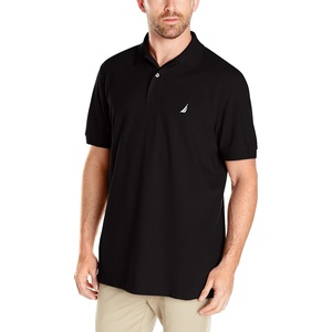 Nautica Men’s Short Sleeve Solid Cotton Pique Polo Shirt(True Black Solid)