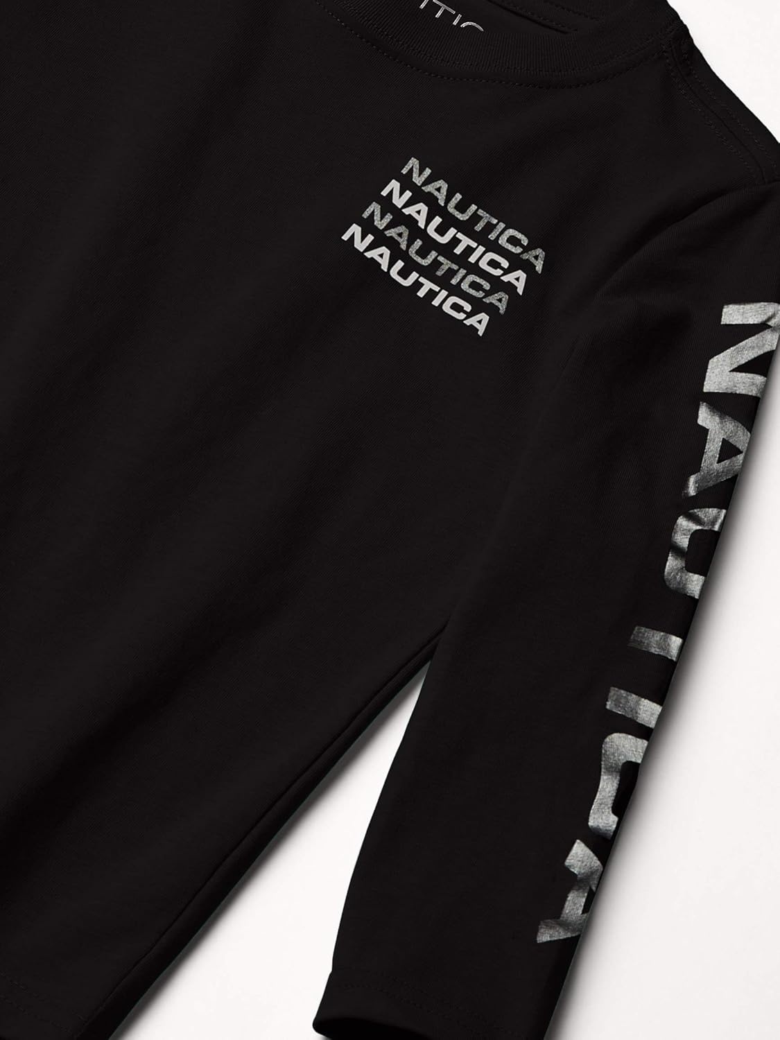 imageNautica Boys Long Sleeve Screen Print Graphic TShirtStacked Dark Black