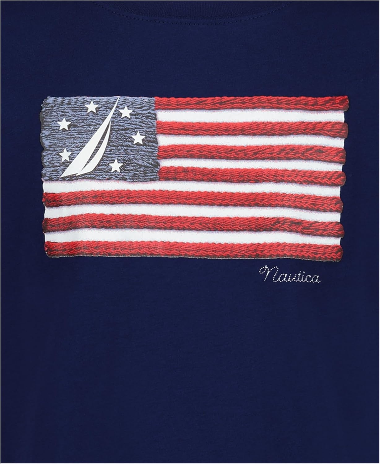 imageNautica Boys Short Sleeve JClass Logo Crew Neck TShirt Soft Comfortable Relaxed FitAmerican Flag Blueprint