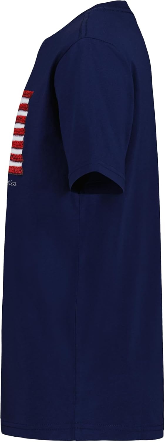 imageNautica Boys Short Sleeve JClass Logo Crew Neck TShirt Soft Comfortable Relaxed FitAmerican Flag Blueprint