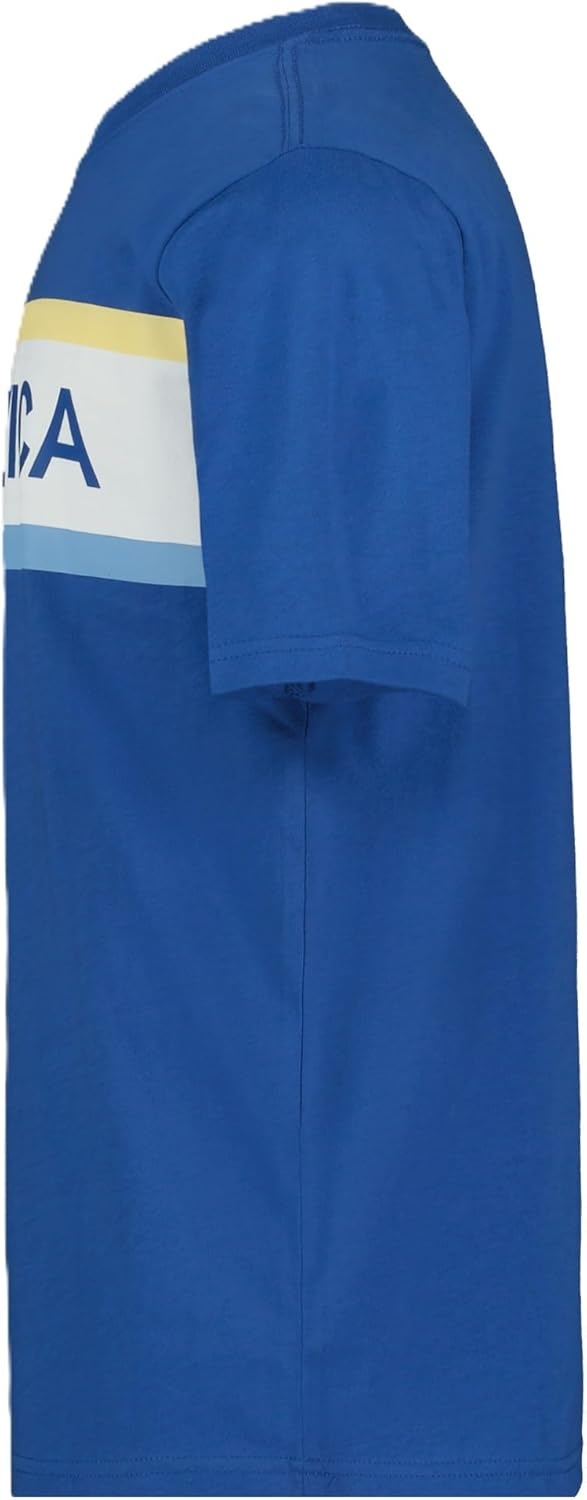 imageNautica Boys Short Sleeve JClass Logo Crew Neck TShirt Soft Comfortable Relaxed FitBarredstripe Windsurf Blue