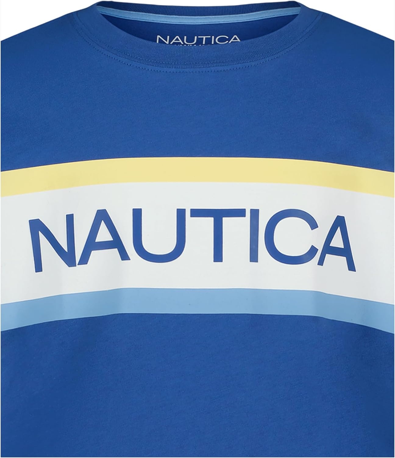 imageNautica Boys Short Sleeve JClass Logo Crew Neck TShirt Soft Comfortable Relaxed FitBarredstripe Windsurf Blue