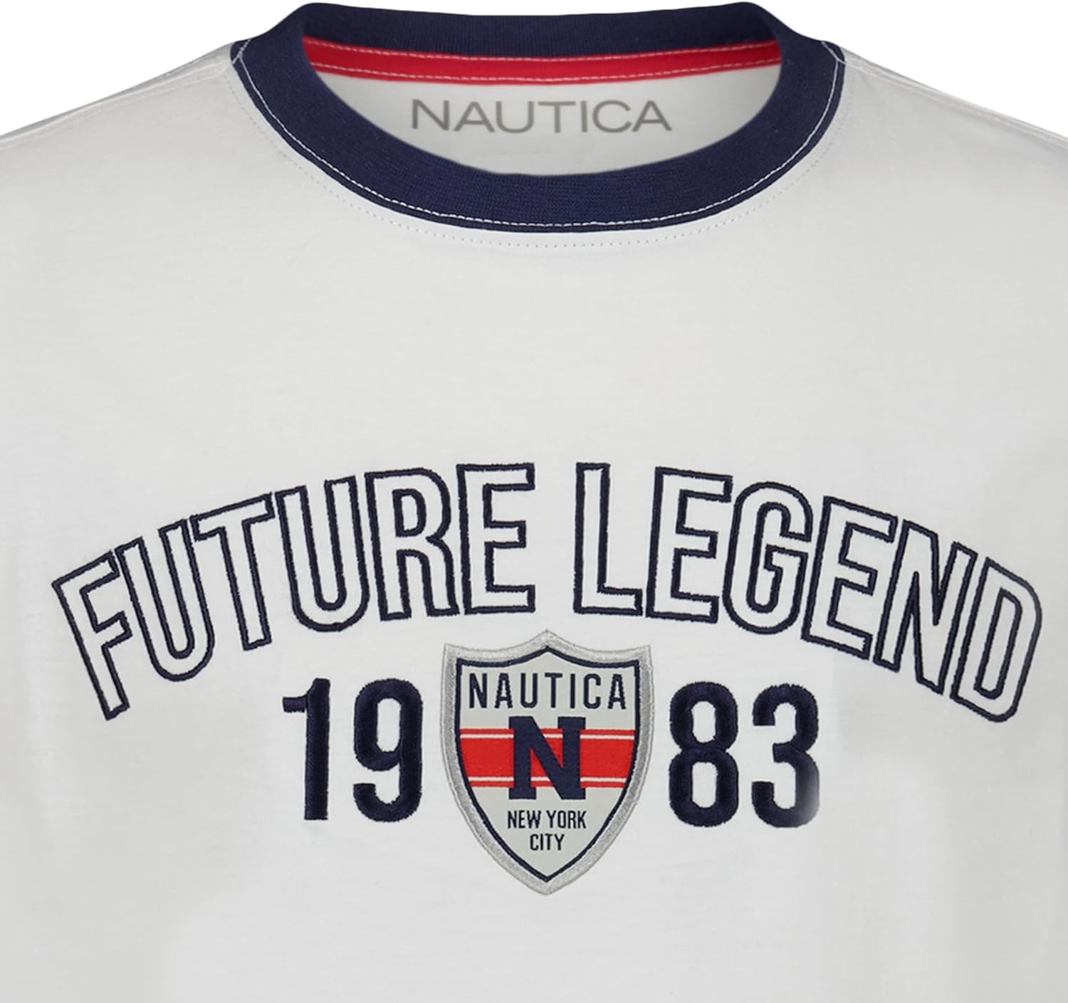 imageNautica Boys Short Sleeve JClass Logo Crew Neck TShirt Soft Comfortable Relaxed FitFuture Legends Bright White