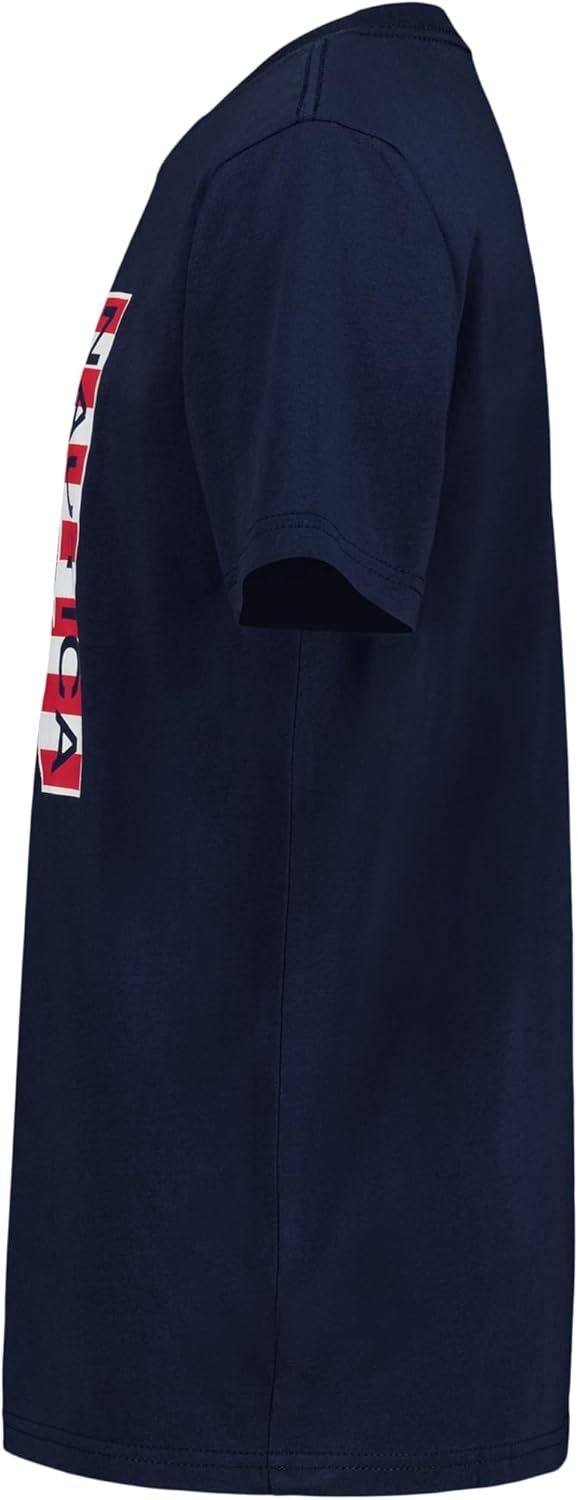 imageNautica Boys Short Sleeve JClass Logo Crew Neck TShirt Soft Comfortable Relaxed FitLarge N Flag Blueprint