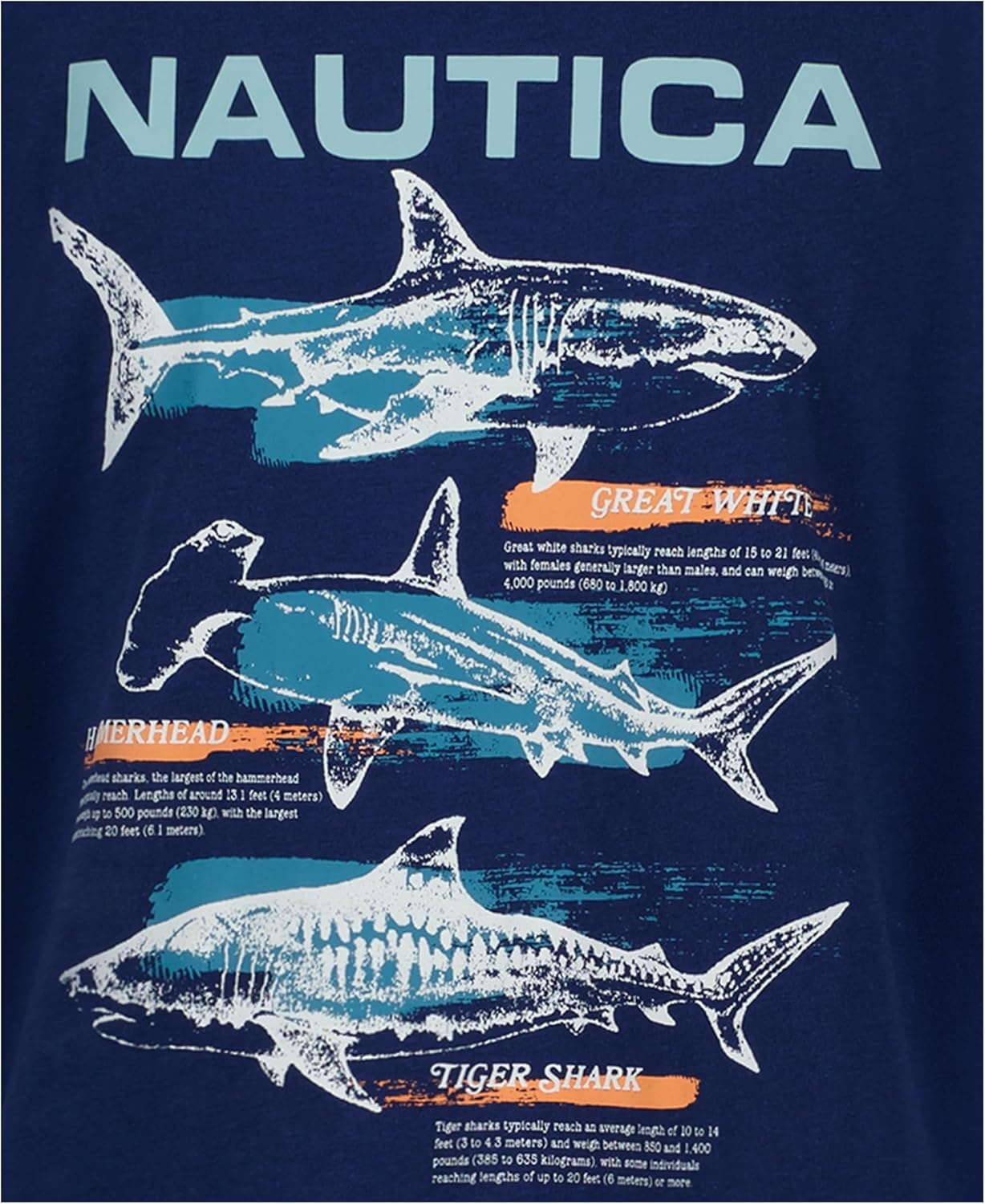 imageNautica Boys Short Sleeve JClass Logo Crew Neck TShirt Soft Comfortable Relaxed FitShark Map Estate Blue