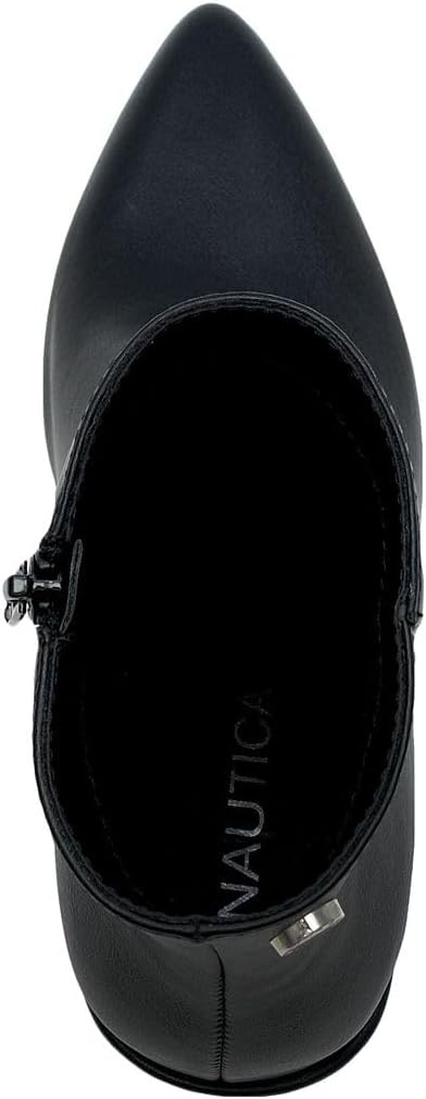 image:imageNautica Womens Heeled Ankle Bootie with Pointed Toe Block Heel and Side Zipper for Winter YevaBlack