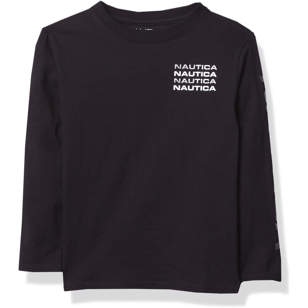 imageNautica Boys Long Sleeve Screen Print Graphic TShirtStacked Dark Black