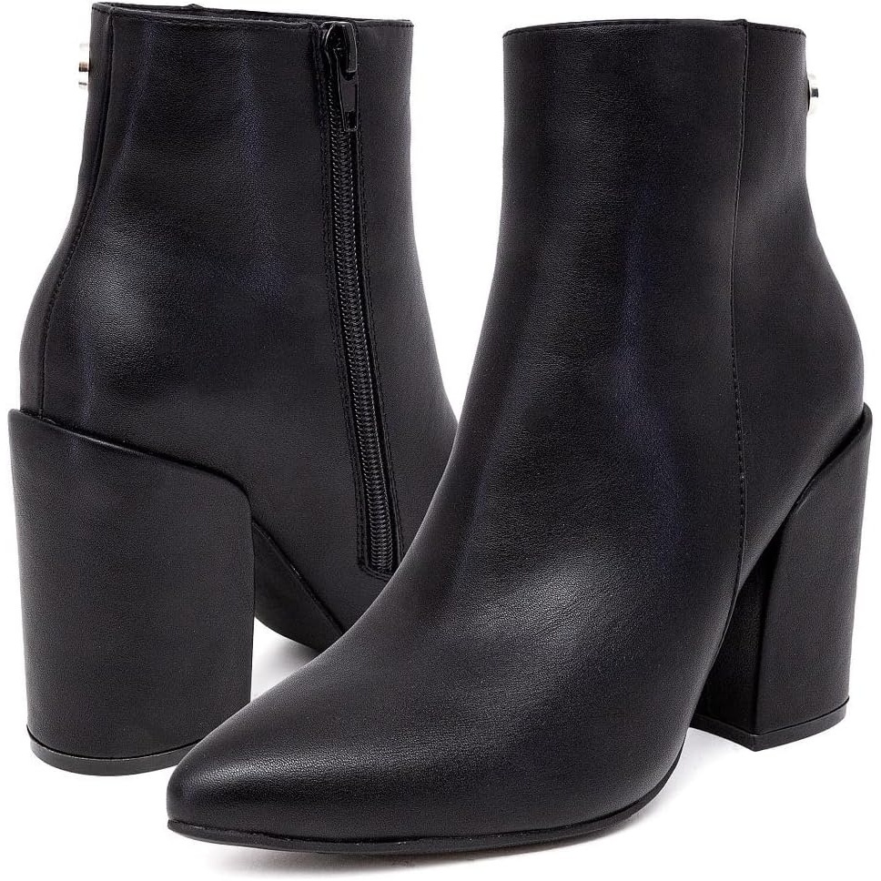 image:imageNautica Womens Heeled Ankle Bootie with Pointed Toe Block Heel and Side Zipper for Winter YevaBlack