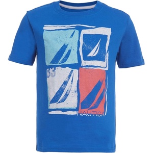 Nautica Boys’ Short Sleeve J-Class Logo Crew Neck T-Shirt, Soft, Comfortable, Relaxed Fit(Framed J-class Spinner Blue Ea07)
