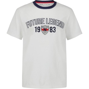 Nautica Boys’ Short Sleeve J-Class Logo Crew Neck T-Shirt, Soft, Comfortable, Relaxed Fit(Future Legends Bright White)