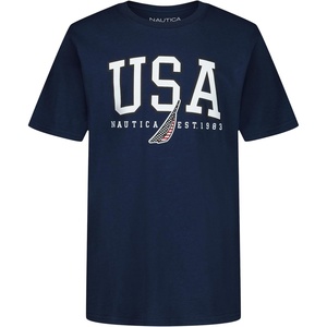 Nautica Boys’ Short Sleeve J-Class Logo Crew Neck T-Shirt, Soft, Comfortable, Relaxed Fit(Team Usa Yale Blue)