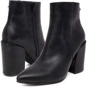 Nautica Women’s Heeled Ankle Bootie with Pointed Toe, Block Heel, and Side Zipper for Winter – Yeva(Black)