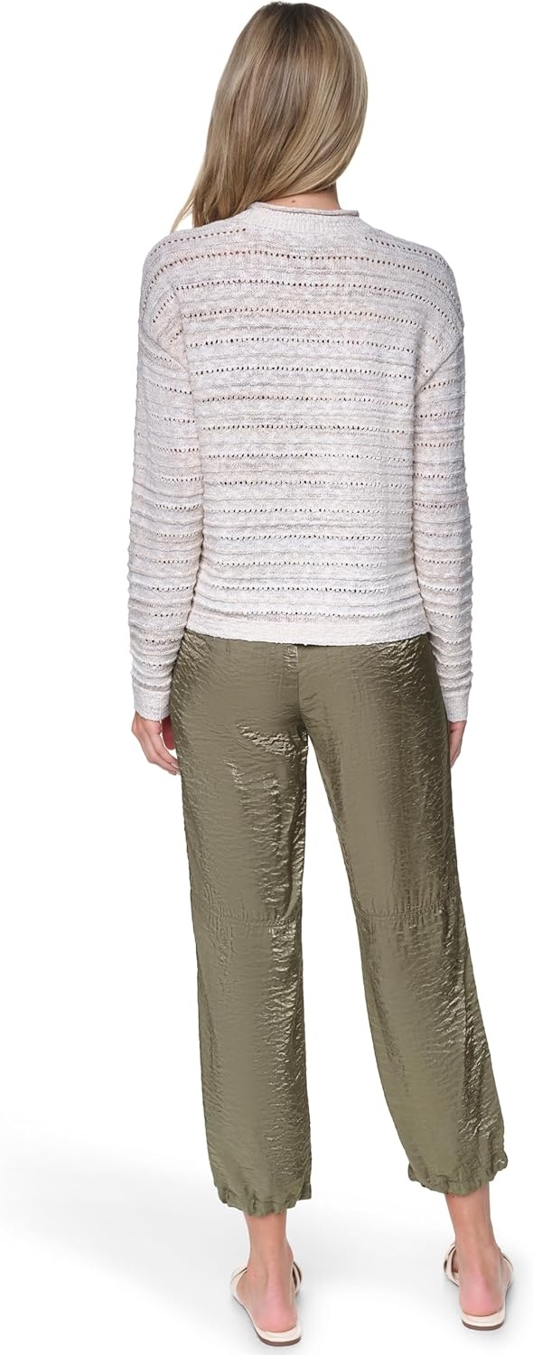 image:imageNautica Womens Long Sleeve Cable VNeck SweaterWhite Swan Multi