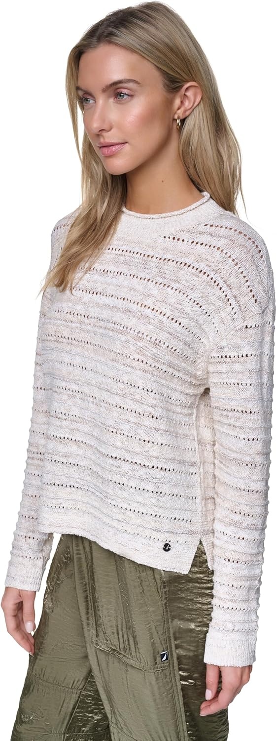image:imageNautica Womens Long Sleeve Cable VNeck SweaterWhite Swan Multi