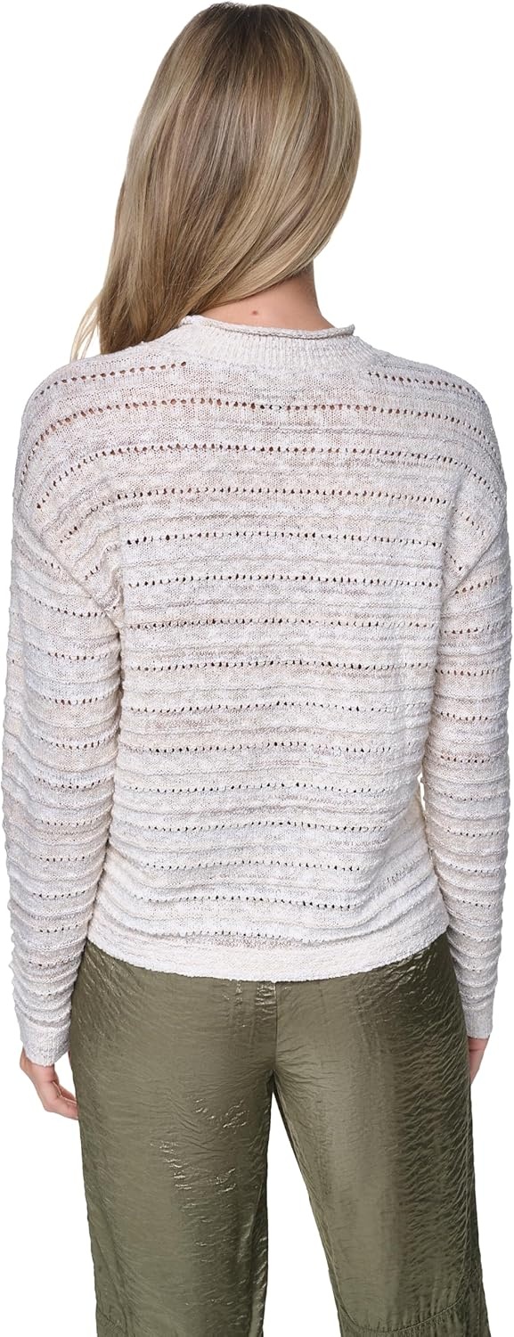 image:imageNautica Womens Long Sleeve Cable VNeck SweaterWhite Swan Multi