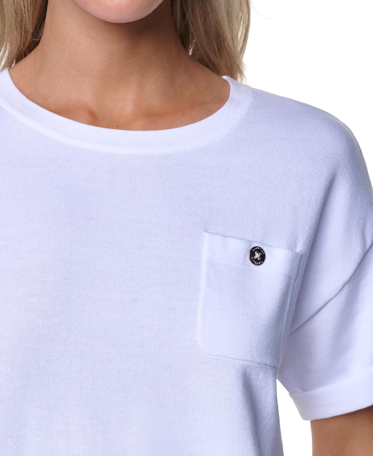 image:imageNautica Womens Crew Neck Solid Short Sleeve SweaterBright White