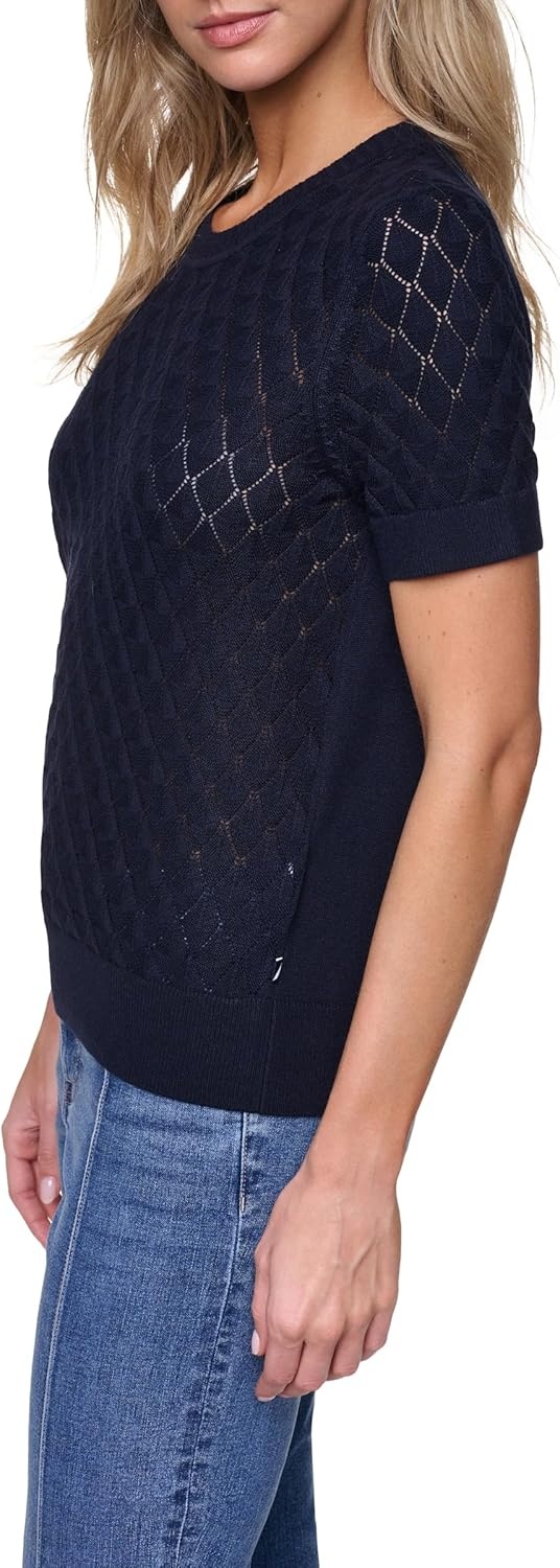 image:imageNautica Womens Crew Neck Solid Short Sleeve SweaterNight Sky