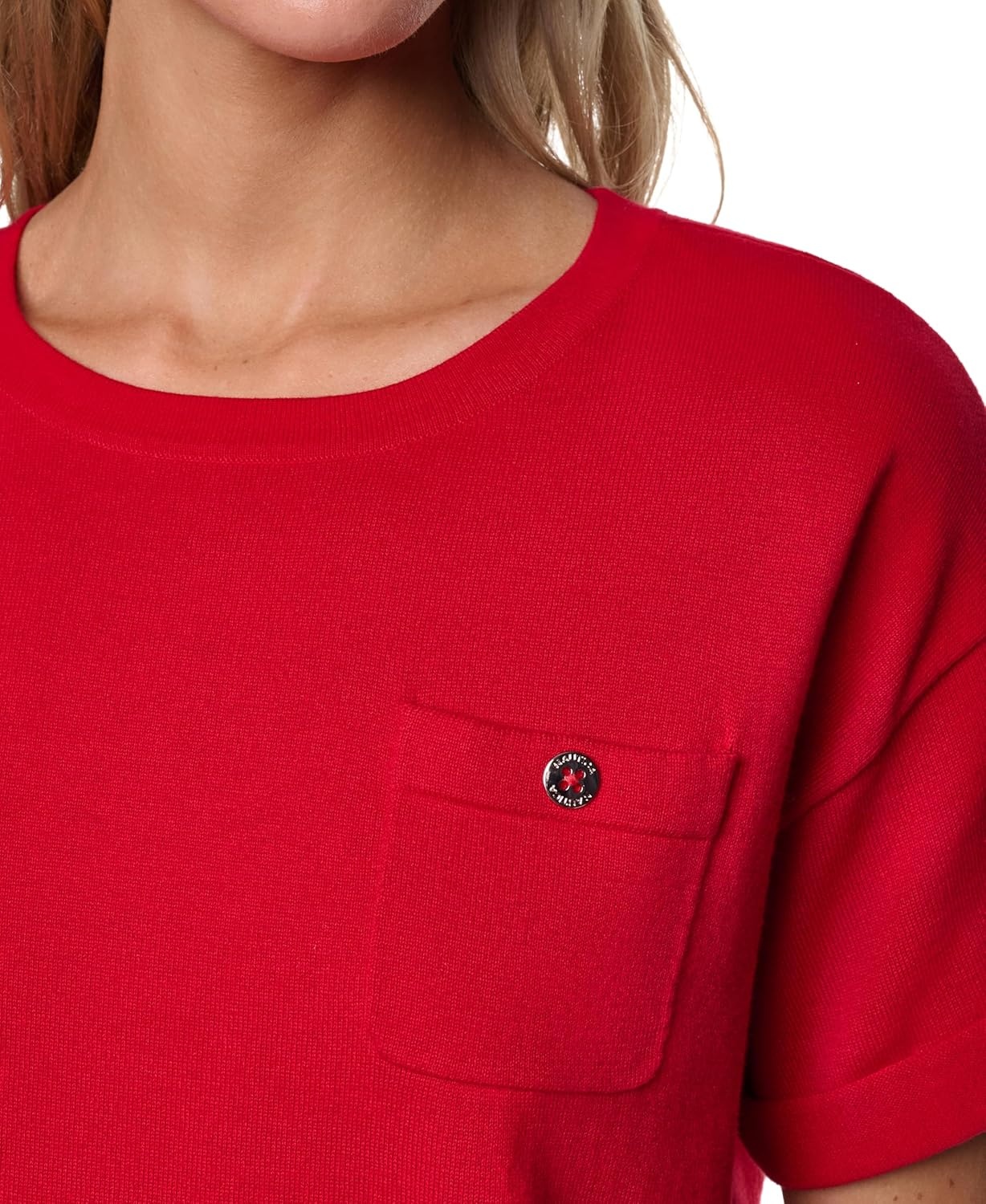 image:imageNautica Womens Crew Neck Solid Short Sleeve SweaterScarlet