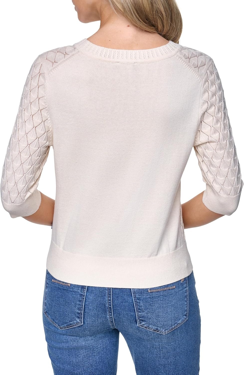 image:imageNautica Womens Crew Neck Solid Short Sleeve SweaterWhite Swan