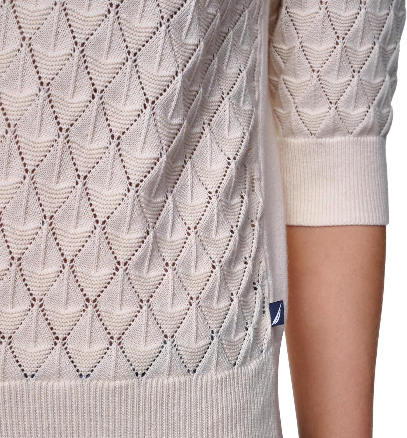 image:imageNautica Womens Crew Neck Solid Short Sleeve SweaterWhite Swan