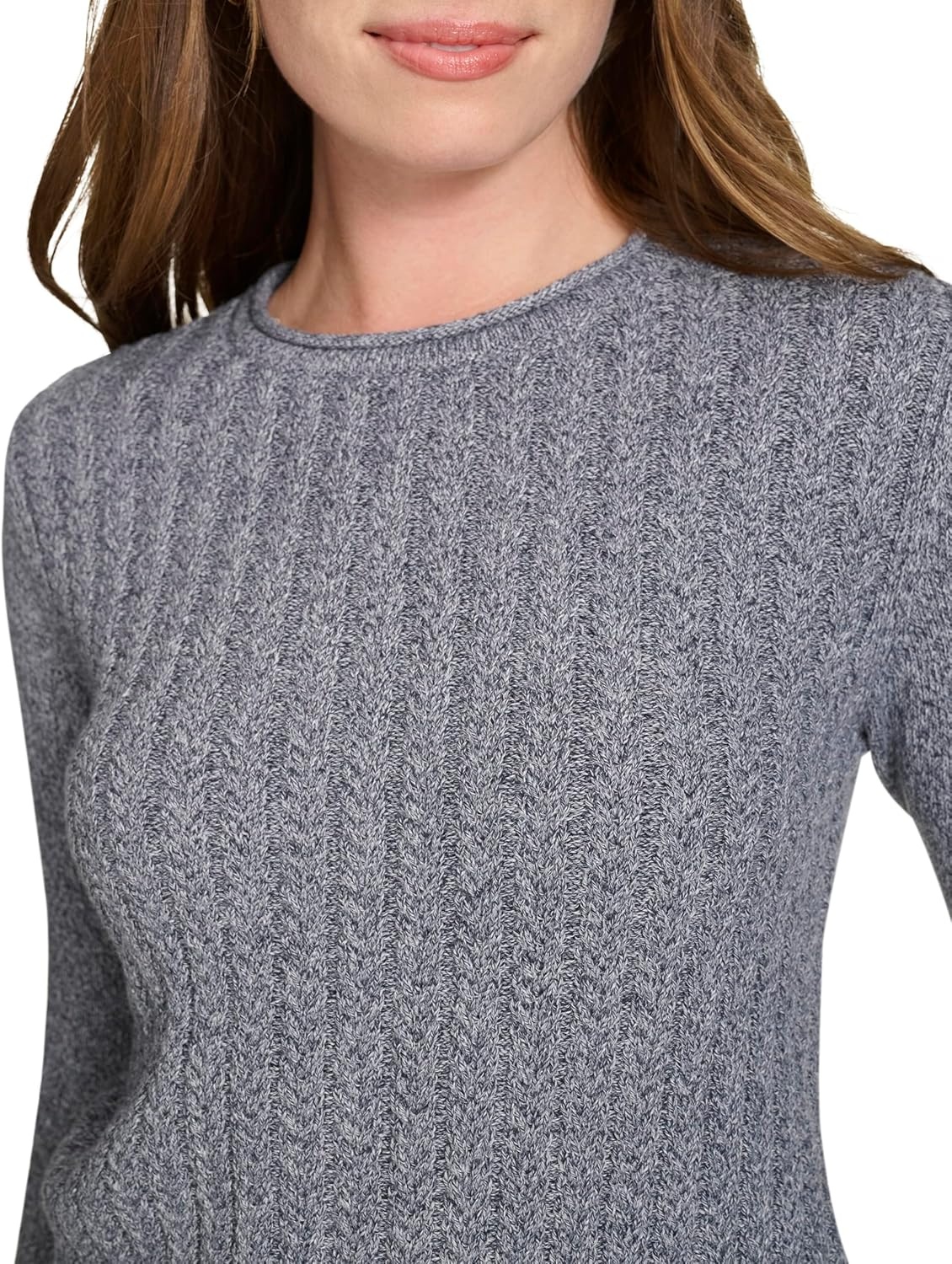 image:imageNautica Womens Crewneck Pullover Cable Long SleeveNight Sky