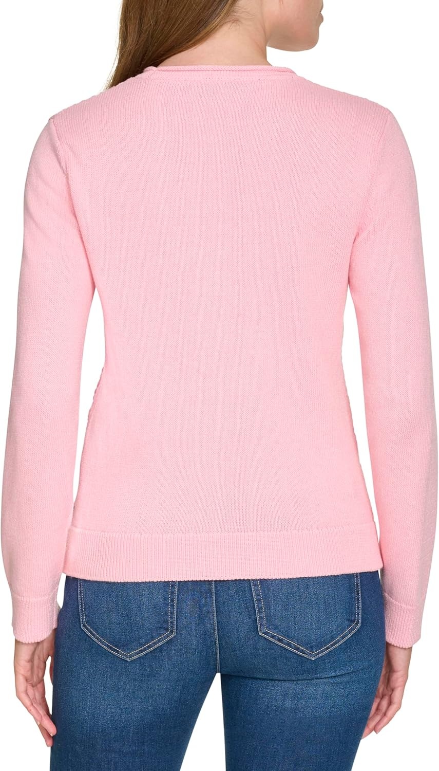 image:imageNautica Womens Crewneck Pullover Cable Long SleeveTaffy Pink Heather