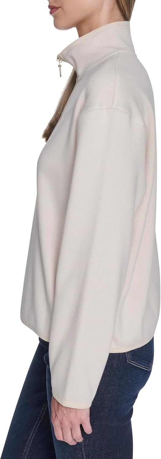 image:imageNautica Womens Jeans 14 Zip Sweater Fleece Pullover White Swan Medium