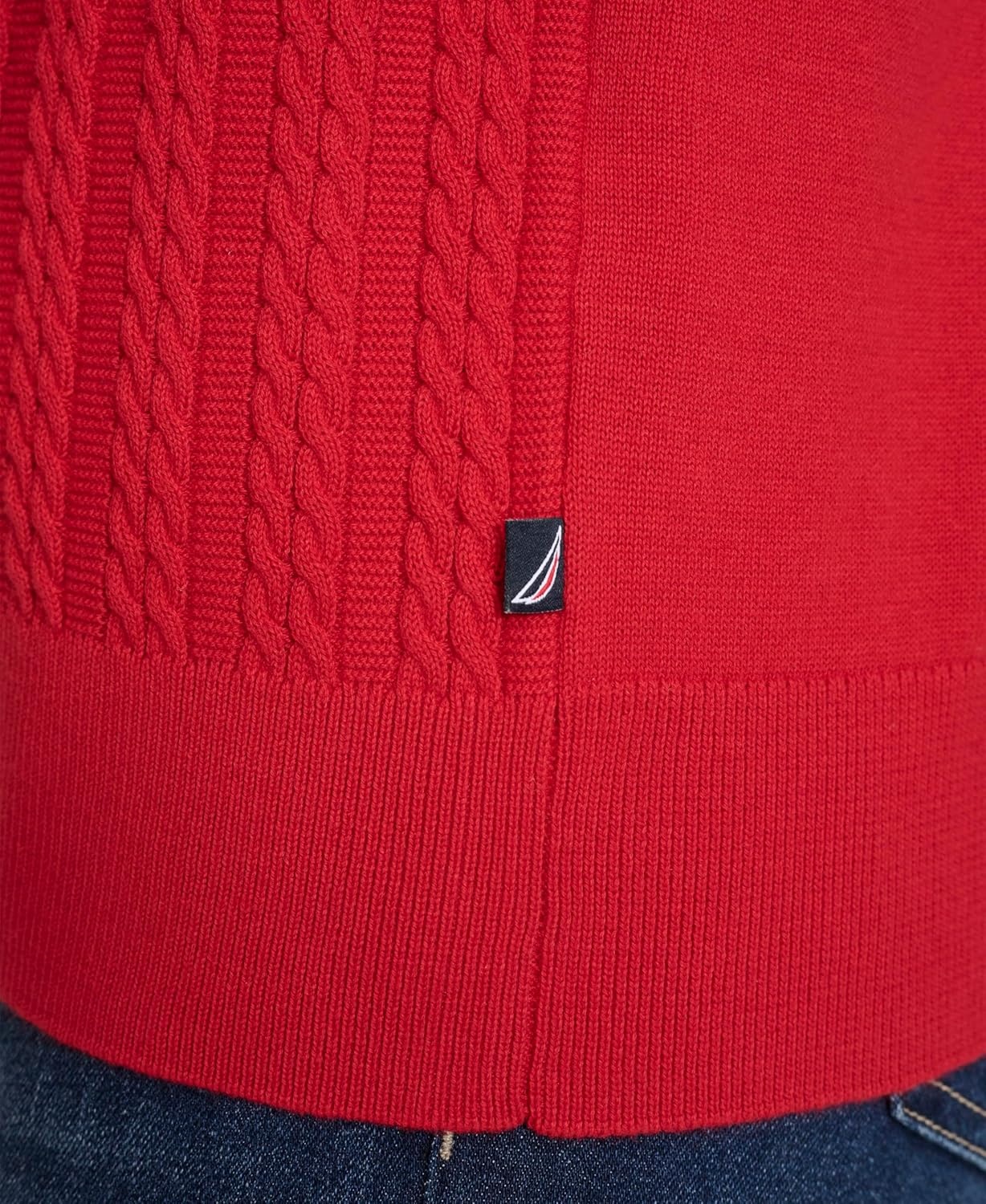 image:imageNautica Womens VNeck Cable Polo Long SleeveHaute Red