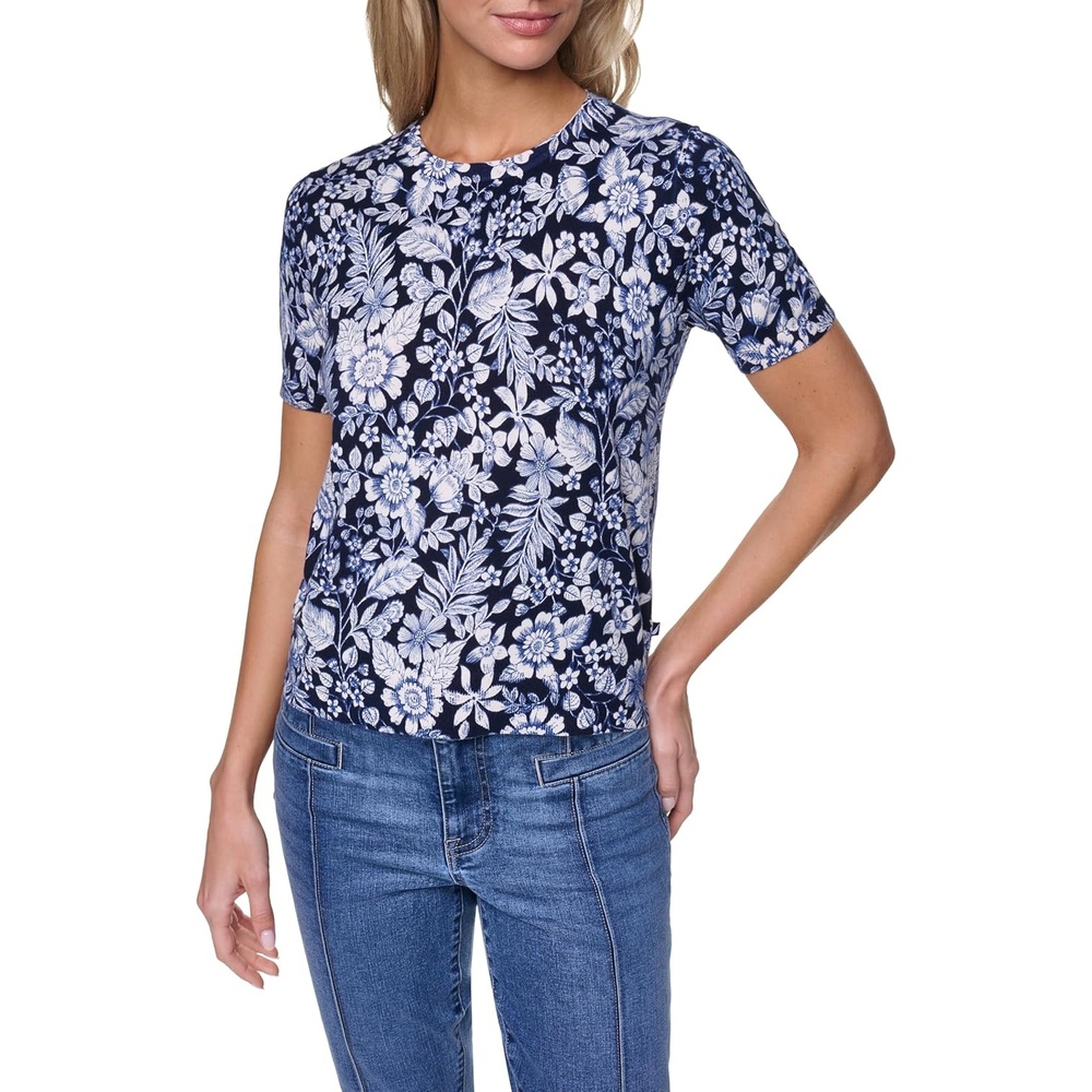 image:imageNautica Womens Crew Neck Solid Short Sleeve SweaterNight Sky Multi