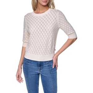 Nautica Women’s Crew Neck Solid Short Sleeve Sweater(White Swan)