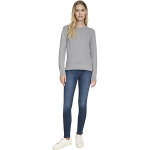 Nautica Women’s Crewneck Pullover Cable Long Sleeve(Fog Heather)