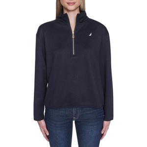 Nautica Women’s Jeans 1/4 Zip Sweater Fleece Pullover, Night Sky, Small