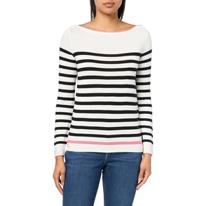 Nautica Women’s Mariner Stripe Pullover Boatneck Long Sleeve(Ivory Multi)
