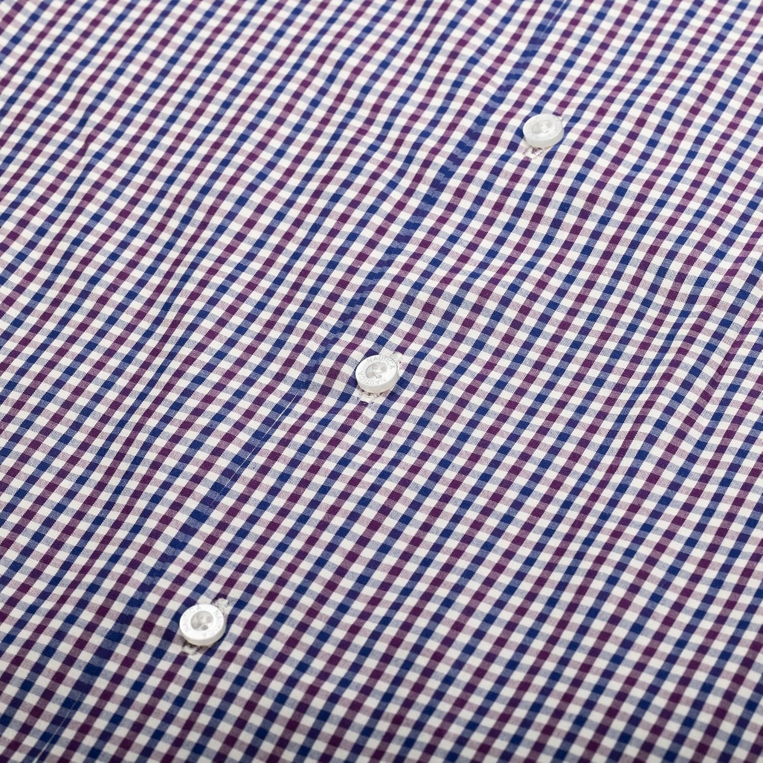 image:imageNAUTICA Slim Fit 100 Cotton Mens Dress Shirts Long Sleeve Wrinkle Resistant FormalPurple Blue Check