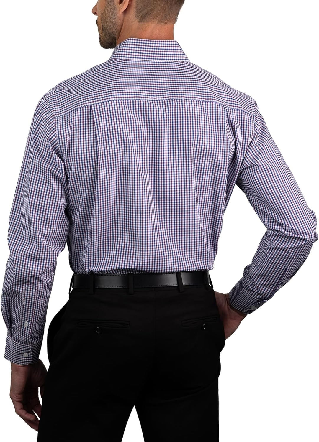 image:imageNAUTICA Slim Fit 100 Cotton Mens Dress Shirts Long Sleeve Wrinkle Resistant FormalPurple Blue Check